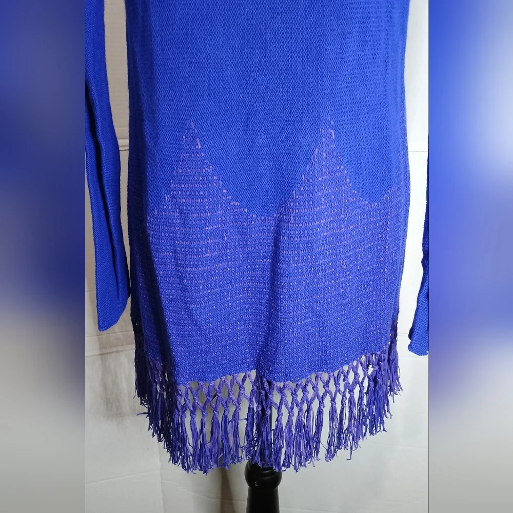 Lilly Pulitzer Elegant Blue Fringe Women's Cardigan Sweater Size Small
